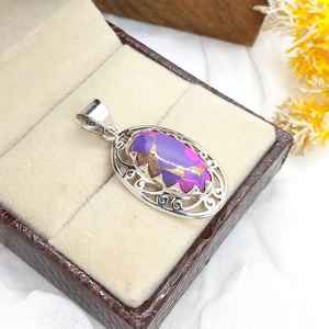 Colgante de Turquesa Cobre Púrpura, Plata de Ley 925, Hecho a Mano, Estilo Boho, Delicado, con Piedra Preciosa Natural, Regalo de Joyería - Product Image 3