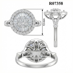 Bague de fiançailles classique en or blanc 18 carats de haute qualité avec diamants véritables taille brillant en grappe, à monture griffe, pour femme, livraison rapide - Product Image 5