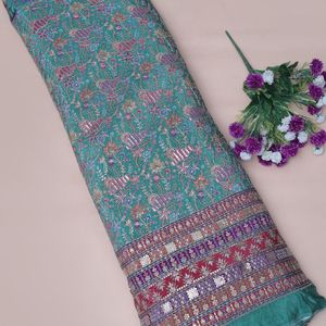 ผ้าเครปสีเขียวหยกธรรมชาติ ลายเพสลีย์แบบแคชเมียร์ ปักเลื่อม ประดับขอบอย่างหรูหรา เหมาะสำหรับงานกาล่าหรืองานราตรีสำหรับเด็กผู้หญิง - Product Image 2