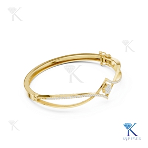 Luxury Lab Grown Diamond Statement <b>Bangle</b> Interlocking 14K 18K <b>Solid</b> <b>Gold</b> Fine Unisex Jewelry Party Gift - Product Image 4