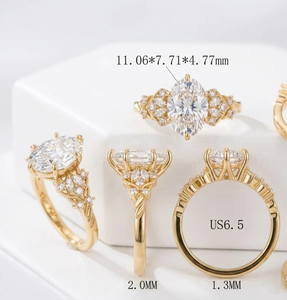 Jay Balaji Diamonds 2.5 CT 9K <b>Gold</b> Plated E VVS2 Lab Oval Diamond Prong <b>Set</b> for Certified Eternity Band <b>Ring</b> - Product Image 1