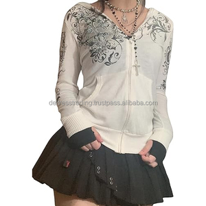 เสื้อสเวตเตอร์ระบายอากาศมีฮู้ดลำลองมีสไตล์ลายหินแรดมีฮู้ดป้องกันริ้วรอยระบายอากาศได้ดีสำหรับผู้หญิง - Product Image 2