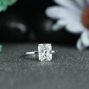 Factory Price Radiant Cut Moissanite Engagement <b>Ring</b> 925 <b>Silver</b> Rhodium Plated Minimalist Wedding <b>Ring</b> for Women - Product Image 6