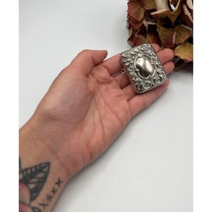 Vintage Aluminum Silver Tone <b>Match</b> <b>Box</b> With Ornate Filigree Design Durable Household Use - Product Image 2