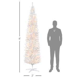 "8ft Slim Realistic Branches Pre-Lit Christmas <b>Tree</b> with Warm White <b>LED</b> Lights for Home Decor" - Product Image 3