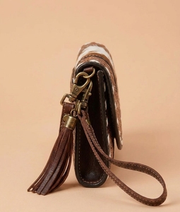 Cow Pattern Sunflower Clutch <b>Wallet</b> <b>Leather</b> Look Foldover Checkbook Case with Tassel for Women - Product Image 3