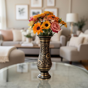 Jarrón de Flores de Aluminio Puro Hecho a Mano con Acabado Antiguo para Decoración de Hogar de Lujo, Hotel y Oficina - Product Image 2
