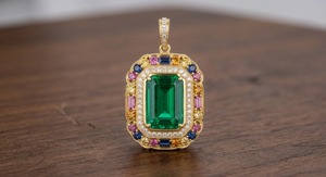 Collar con Colgante de Plata de Ley 925 con Corte Esmeralda Ortodoxo Estilo Italiano, Chapado en Oro de 18K, Regalo de Compromiso, Lujoso para Fiestas - Product Image 3