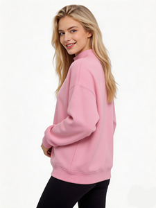 Soft Loose Oversized <b>Women</b> Mock Neck Sweatshirt Casual Daily Street <b>Tops</b> 100% Cotton Material Lightweight - Product Image 3