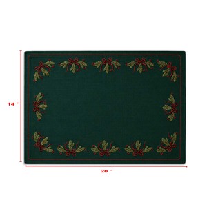 Traditional Embroidery Green <b>Place</b> <b>Mat</b> With Plant Pattern Decorative Design <b>Place</b> <b>Mat</b> for Christmas Use - Product Image 6