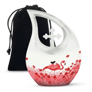 Urna Conmemorativa de Cremación con Forma de Lágrima y Águila en Atardecer para Cenizas Humanas, Urna Funeraria con Cruz y Bolsa de Terciopelo Gratis - Product Image 3