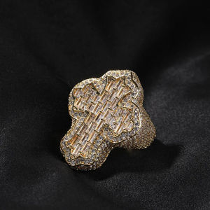 Gold Diamond <b>Ring</b> Hiphop Style Party Jewelry Unisex Baguette Cut Natural Stone Statement Design - Product Image 3