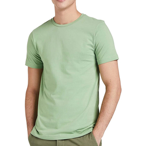 Camiseta de Hombre de Manga Corta, Cuello Redondo, Color Verde Sólido, Lana Merino Transpirable, Ecológica, Diseño Liso, Talla Grande - Product Image 1