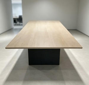 Rectangular Extendable Minimalist Conference <b>Table</b> Wood Veneer Top Metal Legs Office Furniture Commercial Use Conference Room - Product Image 1