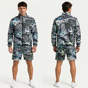 Desert Digital Camouflage Men Windbreaker Short Sets Lightweight Ripstop Polyester Water Resistant <b>Hooded</b> Breathable Shorts Sets - Product Image 2