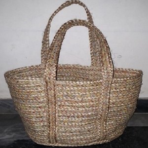 Hot New Products Jute Bag Storage Baskets Re-cycled Fabric Sustainable Manufactured in India Jute and Fabric,jute Assorted