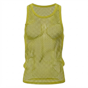 Prix d'usine Débardeurs de sport respirants sans manches en maille tricotée pour hommes, Gilets transparents - Product Image 4