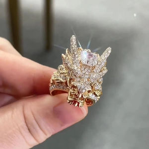 Bague Dragon Faite Main en Argent Sterling 925 avec Moissanite, Bijou Créature Mythique, Pièce Détachée Fantaisie Hip Hop Prong Iced Out - Product Image 4