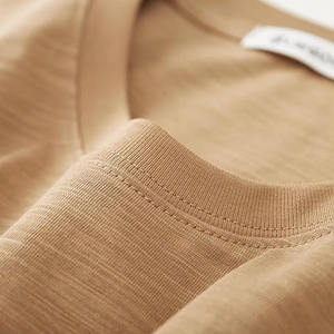 High Quality Oversize Cotton/Bamboo Fiber V-neck Short Sleeve Custom <b>Logo</b> Printing Option Heavy Duty Fit Comfortable Cotton - Product Image 4