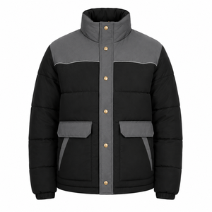 Chaqueta Acolchada Gruesa de Invierno para Hombre, Estilo Urbano, de Poliéster, con Cuello Alto, Bloques de Color, Logotipo Personalizado, Venta al Por Mayor - Product Image 1