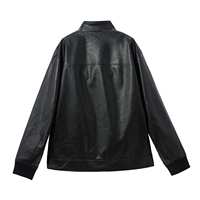 Blouson bomber en cuir PU noir pour homme, col montant, fermeture éclair, coupe décontractée, style automne
