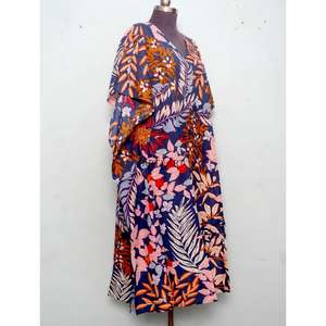 Nuevo Vestido Largo Kaftan para Mujer, 100% Algodón Orgánico, Tejido a Mano, Cuello en V, Manga Holgada, Transpirable, para Playa - Product Image 5