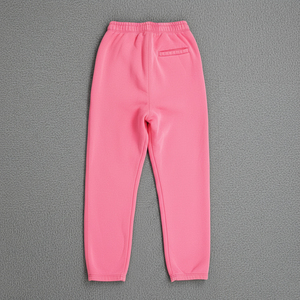 Pantalon de jogging décontracté rose pour homme, taille élastique, logo imprimé par transfert thermique, jambe droite, en coton mi-lourd, style automne - Product Image 5