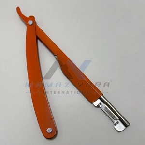 Professional Men Grooming Stainless Steel Sliding Razor Manual Folding Replaceable Single Blade <b>Orange</b> <b>Slide</b> Lock Barber Razor - Product Image 5
