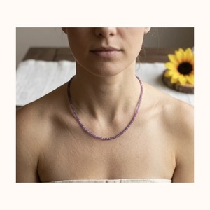 Collar de Piedras Naturales Facetadas de 2 mm, Delicado Collar de Cuentas Redondas para Mujer - Product Image 5