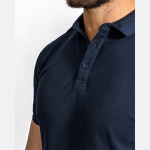 Polo de Manga Corta para Hombre, Corte Slim Fit, Color Azul Marino Sólido, Algodón, Casual, Transpirable, Largo Regular - Product Image 5