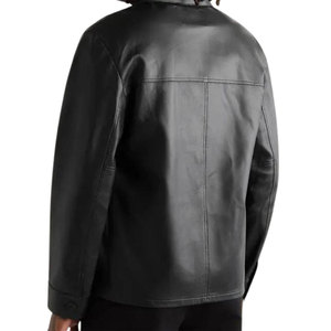 Men's Genuine Leather Shirt <b>Jacket</b> with Buckle Straps Premium Black <b>Gothic</b> Leather Overshirt OEM & ODM Manufacturer - Product Image 2
