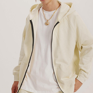 Sudadera con capucha y cremallera de alta calidad para hombre, de gran tamaño, color sólido, algodón, felpa francesa, informal, para otoño, 100% algodón - Product Image 4