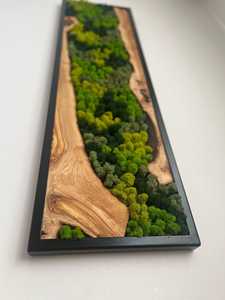 Mosaico de pared de madera Wildwood, arte de musgo Nature Nexus, decoración de pared de madera rústica con follaje, arte colgante con marco rectangular - Product Image 4