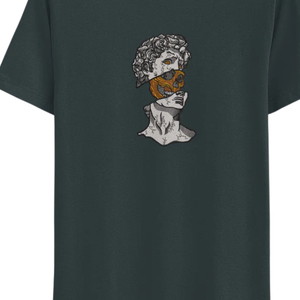 T-shirt à manches courtes vert foncé pour homme avec motif de crâne imprimé numériquement, col rond, coupe décontractée, jersey en coton, design sur le devant - Product Image 2