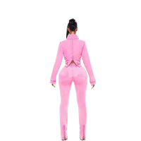 Survêtement Slim Fit Femme Effet Délavé Acide avec Broderie et Patchs, Coupe Évasée, Deux Fermetures Éclair – Vente en Gros