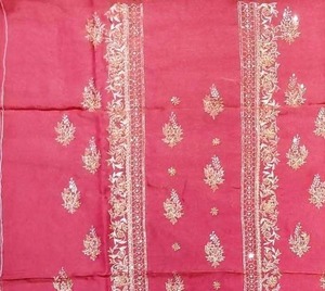 Costume en organza brodé à la main, non cousu, de créateur moderne pour femmes, tenue de soirée indienne - Product Image 3
