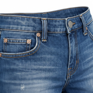 Shorts en jean taille haute 100 % coton pour femme, respirants, décontractés, d'été, avec poches personnalisables, coupe asymétrique vintage - Product Image 4