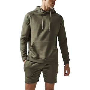 Nouvel ensemble 2026 de sweats à capuche et shorts en coton 100% style streetwear, avec bord extérieur en tissu éponge, broderies et patchs vieillis, effet délavé soleil, pour l'automne - Product Image 1