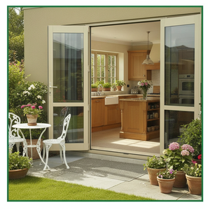 Top <b>Folding</b> Door 2 swing Villa OEM/ODM Aluminum Commercial Residential House Modern New Casement Doors From Vietnam - Product Image 5