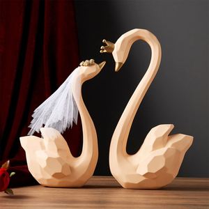 <b>Nordic</b> Modern Wedding Couple <b>Swan</b> Statue Figurine Resin Decoration Home Decoration Accessories Room Living Room Decoration - Product Image 3