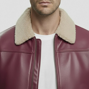 Removable Winter <b>Jacket</b> Men Vintage Bomber <b>Jacket</b> <b>Brown</b> Mens 100% Polyester with Turn-down Collar Premium Soft <b>Leather</b> - Product Image 4
