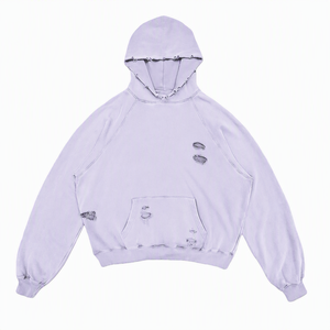 เสื้อฮู้ดดี้โอเวอร์ไซส์แบบครอป แต่งดีเทลขาดๆ สีพื้น ผ้าเฟรนช์เทอร์รี่ ใส่ได้ทั้งชายและหญิง เหมาะสำหรับใส่ในฤดูใบไม้ร่วง - Product Image 4