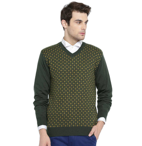 Pull en tricot à col en V bleu marine pour homme, manches régulières, couleur unie, vêtement d'automne - Product Image 4
