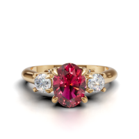 Bague de fiançailles de luxe en or jaune/blanc et or rose 18 carats avec diamant rose taille ovale et pierres latérales rondes