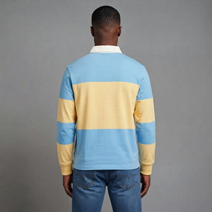 Men's Color Blocked Long Sleeve Polo <b>Shirt</b> With <b>Flame</b> Logo Front Casual Knitted 100% Cotton Plus Size - Product Image 5