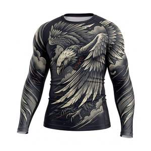 Chemise de sport à manches longues pour homme, compression, imprimé bleu tigre, sublimation - Product Image 4