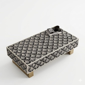 Mesa de Consola Cuadrada de Lujo Moderna con Cojín Sólido y Incrustaciones de Hueso, Ecológica, Hecha a Mano, con Almacenamiento y Taburetes, Artesanía Natural - Product Image 5