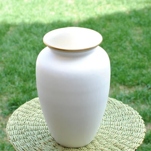 White Enamel Cremation Urn Metal <b>Memorial</b> Urn Casted <b>Grave</b> Burial Vessel Adult Use Custom Design - Product Image 3