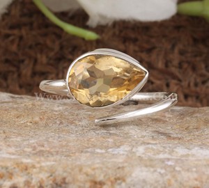 Natural Citrine Gemstone Sterling <b>Silver</b> Handmade Electroformed <b>Boho</b> Statement <b>Ring</b> Party Gift for Her - Product Image 1