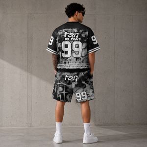 ชุดเซ็ตเสื้อเจอร์ซีย์ตาข่ายโอเวอร์ไซส์แบบสั่งทำพิเศษ คุณภาพสูง ระบายอากาศได้ดี สไตล์สตรีทแวร์ ชุดวอร์มฤดูร้อน ยูนิเซ็กส์ พรีเมียม ชุดกีฬาสองชิ้น - Product Image 4